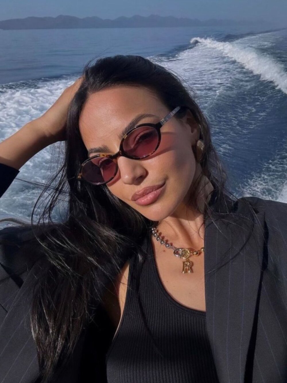 Miu Miu MU04ZS VAU50D Sunglasses Honey Havana Oval Frame, Bordeaux Lenses